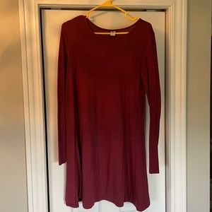 Maroon Long Sleeve Dress